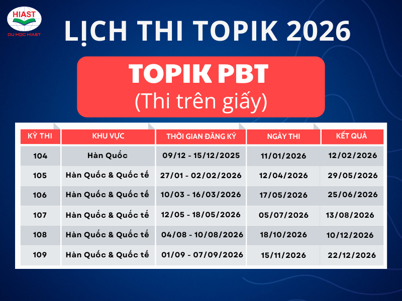 LỊCH THI TOPIK 2026