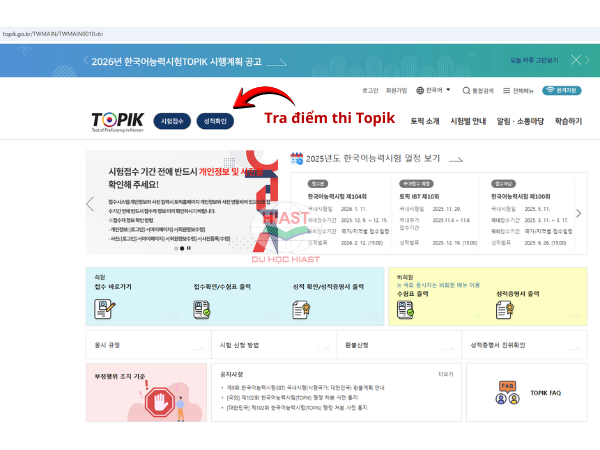 tra điểm thi topik