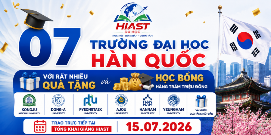 Hàng Trăm Triệu Học Bổng Từ 07 Trường Hàn Quốc Tại HIAST