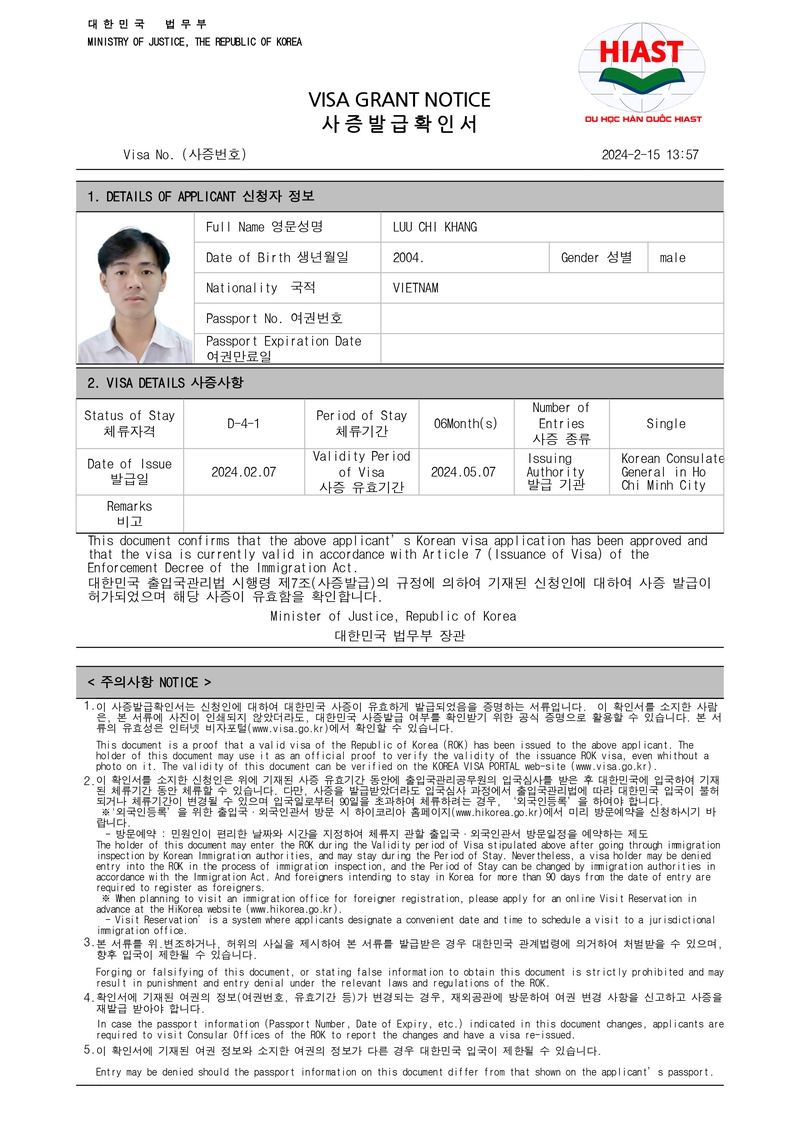 Visa đầu năm 2024 từ Trung tâm Du học Hiast  